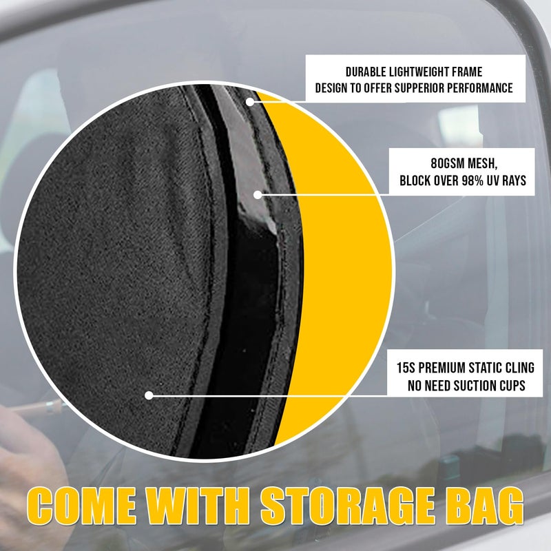 ZONETECH Zone Tech Side Window Cling On Sun Shades- 2-Pack Mesh Car Pop-Up Non Suction Cups Needed Sun-Shield - Image 4
